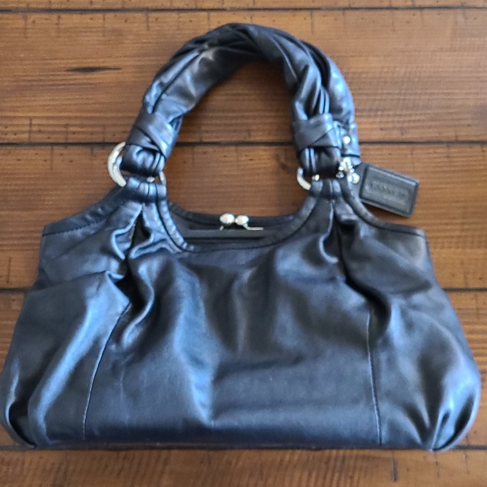 Coach Parker Black Leather Satchel Shoulder Bag